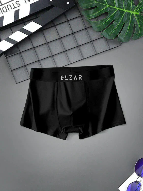 ELZAR Men's Extra Thin Elastic Underwear Long Comfortable Breathable Comfort Boxer Brief Nylon Material(Pack Of 3, Multicolor)