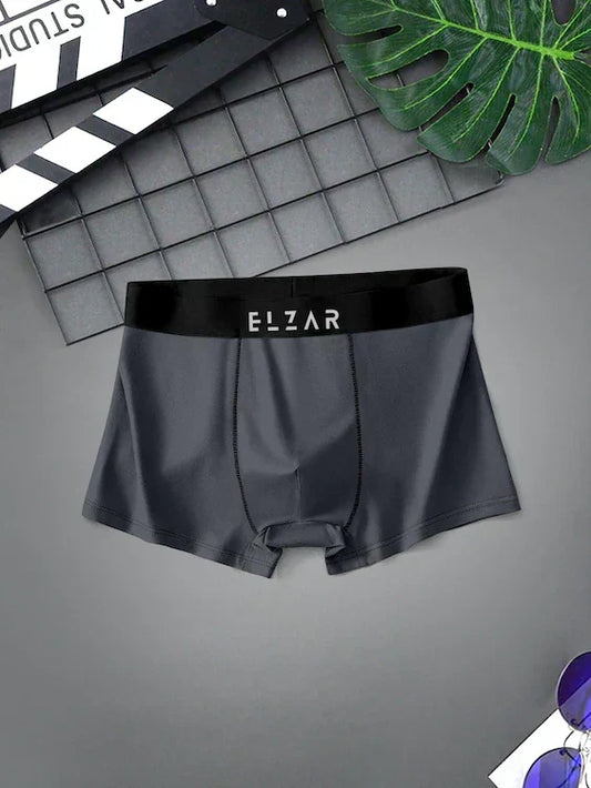 ELZAR Men's Extra Thin Elastic Underwear Long Comfortable Breathable Comfort Boxer Brief Nylon Material(Pack Of 3, Multicolor)