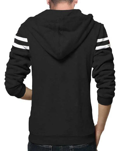 Hooded Black White Striped Men Winter Jacket