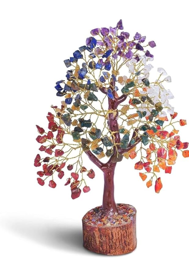 Seven Chakra Crystal Tree Good Luck Showpiece for Home Decor Items Crystals Gemstones Bonsai Money Tree for Good Luck, Decoration Gift Item, Multicolo