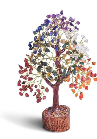 Seven Chakra Crystal Tree Good Luck Showpiece for Home Decor Items Crystals Gemstones Bonsai Money Tree for Good Luck, Decoration Gift Item, Multicolo