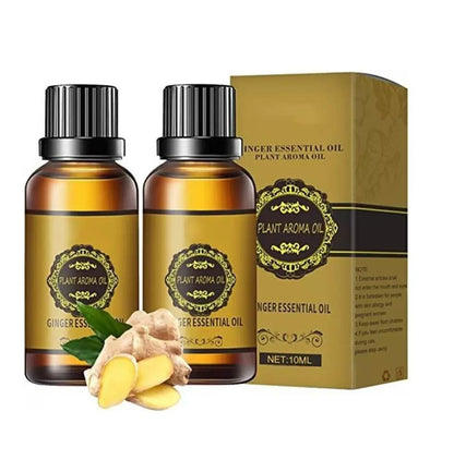 Lymphatic Drainage Ginger Oil, Slimming Tummy Ginger Oil, Ginger Essential Oil for Swelling and Pain Relief, Care for Skin (30ML) (Pack Of 2)