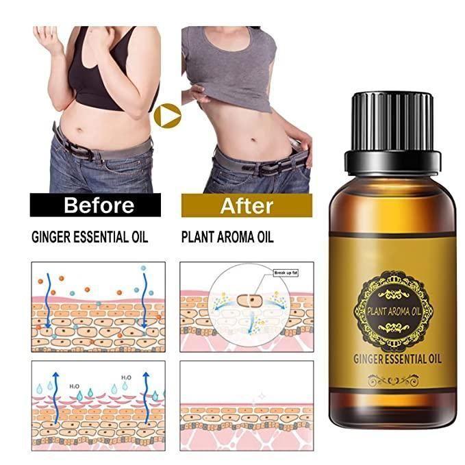 Lymphatic Drainage Ginger Oil, Slimming Tummy Ginger Oil, Ginger Essential Oil for Swelling and Pain Relief, Care for Skin (30ML) (Pack Of 2)