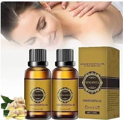 Lymphatic Drainage Ginger Oil, Slimming Tummy Ginger Oil, Ginger Essential Oil for Swelling and Pain Relief, Care for Skin (30ML) (Pack Of 2)