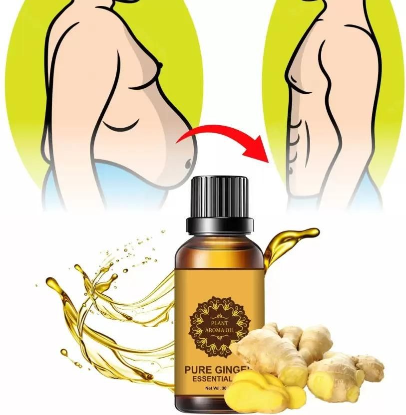 Lymphatic Drainage Ginger Oil, Slimming Tummy Ginger Oil, Ginger Essential Oil for Swelling and Pain Relief, Care for Skin (30ML) (Pack Of 2)