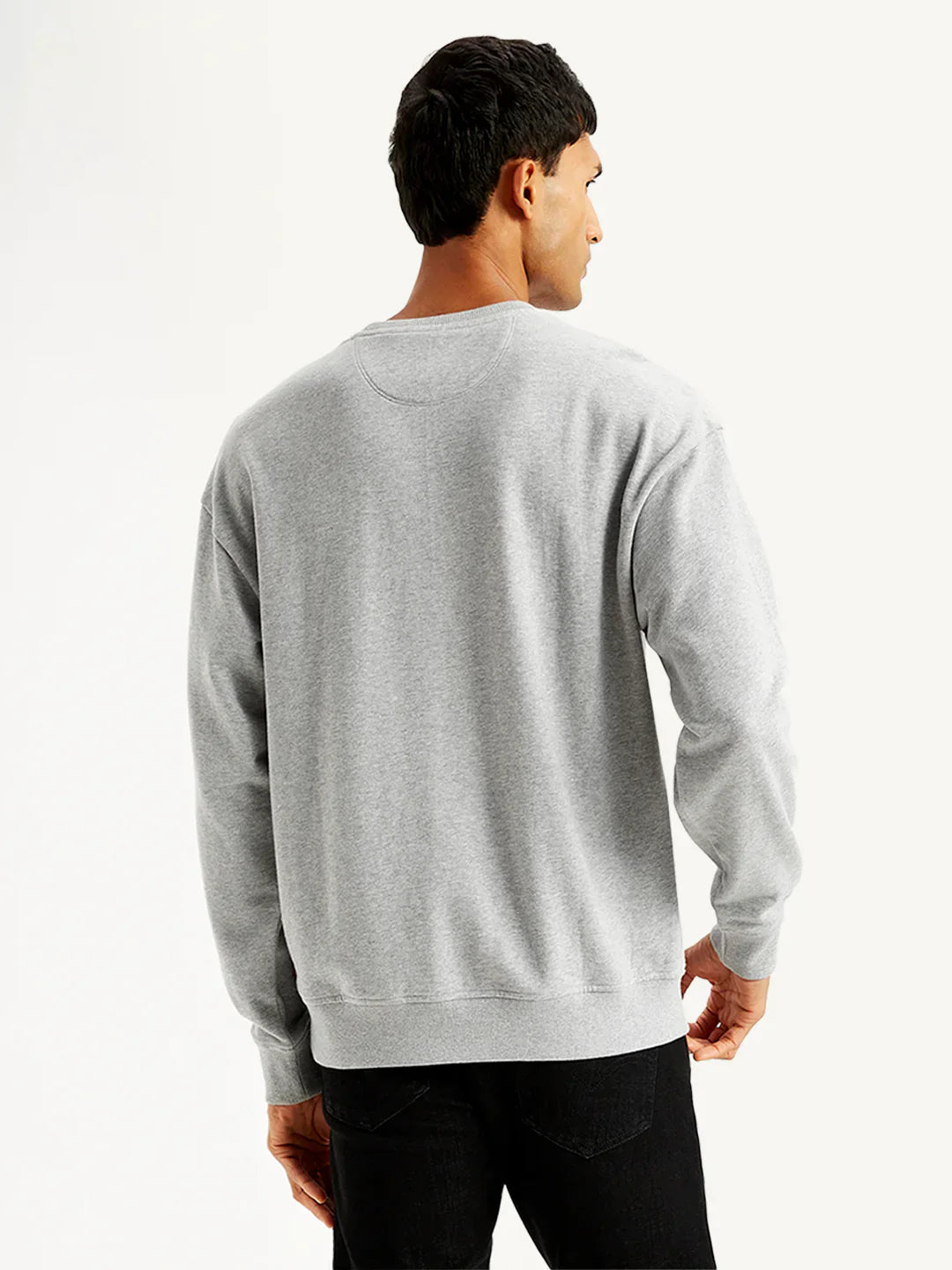 Levis Men's Brand Logo Grey Crew Neck Sweatshirt