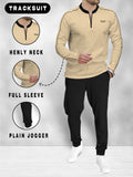 (Bei(Maroon & Black) Tracksuit | Full Sleeve Henley Neck T-shirt with Black Jogger Pantge & Black Tracksuit) Full Sleeve T-shirt with Jogger Pant