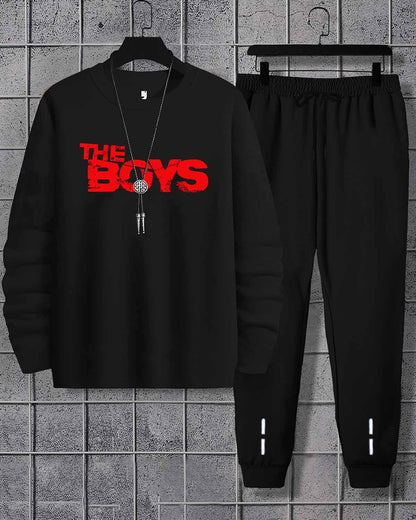 Men THE BOYS Printed Black Tracksuit