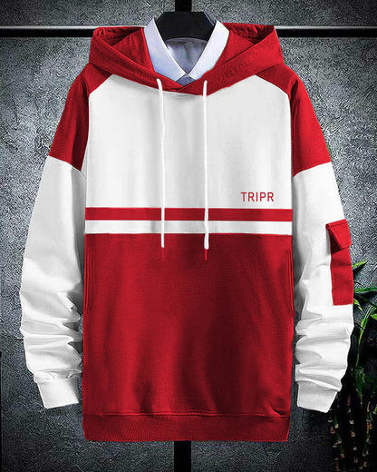 men hooded White-red Sweatshirt