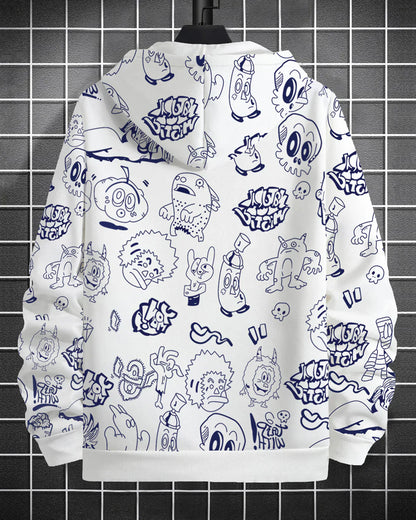 Men Comic Printed Jacket - White