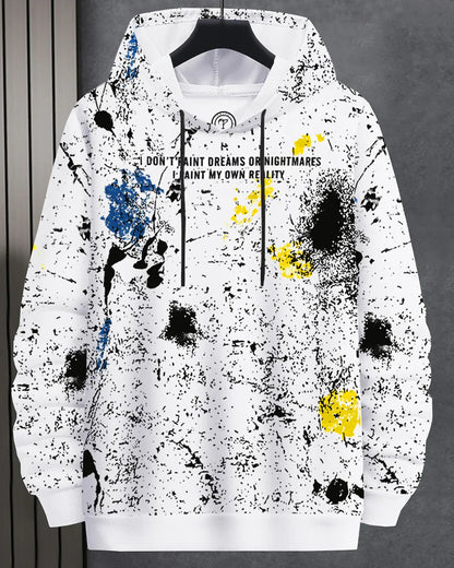 Men Colorful Paint Splash Printed Hoodie Sweatshirt