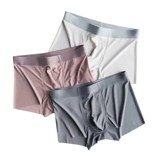 ELZAR Men's Extra Thin Elastic Underwear Long Comfortable Breathable Comfort Boxer Brief Nylon Material(Pack Of 3, Multicolor)