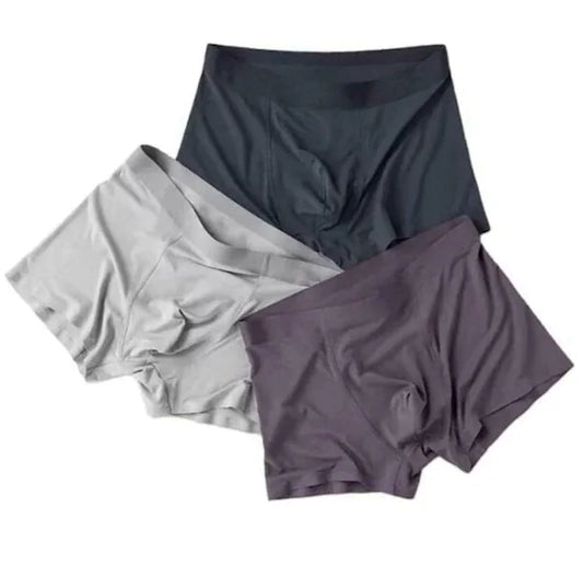 ELZAR Men's Extra Thin Elastic Underwear Long Comfortable Breathable Comfort Boxer Brief Nylon Material(Pack Of 3, Multicolor)