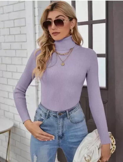 Casual Solid Women Purple Top